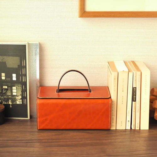 金唐小物入れ 本革》 取手付きボックスケース フリーボックス・小物入れ mala ruka