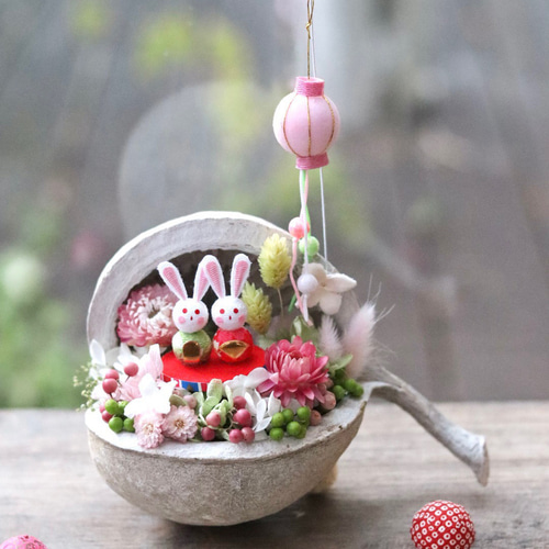 ブッダナッツのひな祭りアレンジ☆幸せを呼ぶ木の実 ドライフラワー  