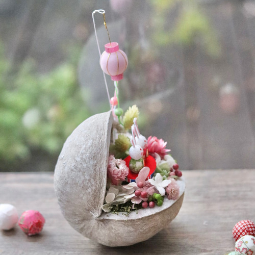 ブッダナッツのひな祭りアレンジ☆幸せを呼ぶ木の実 ドライフラワー  