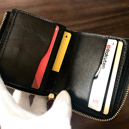 コンパクトLファスナーウォレット ブライドルレザー 二つ折り財布 やや 