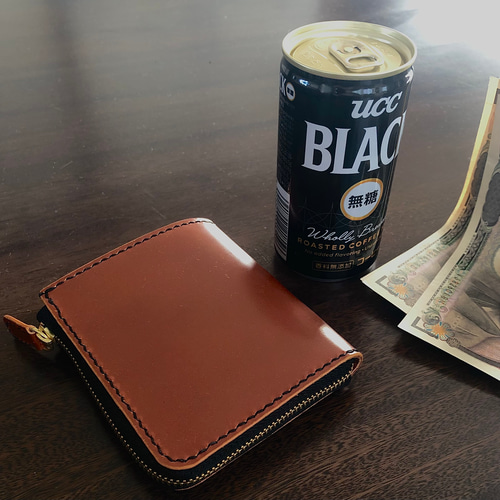 コンパクトLファスナーウォレット ブライドルレザー 二つ折り財布 やや 