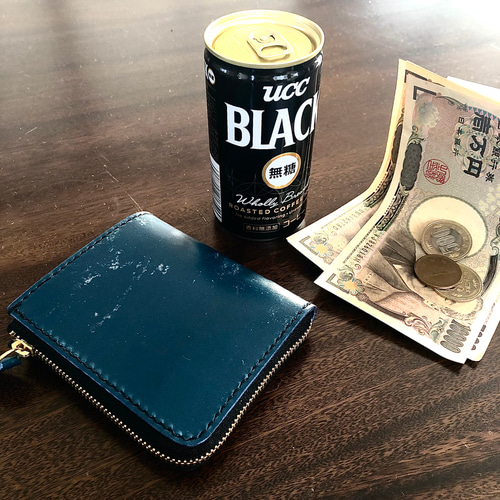 コンパクトLファスナーウォレット ブライドルレザー 二つ折り財布 やや 