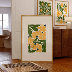 モダンフラワーポスターC / 黄色の花　アートポスター 2枚目の画像
