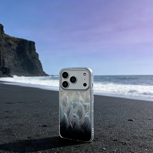 iPhone 16 15 14 ケース 螺鈿風 天然貝シェル アイスランド 全機種対応