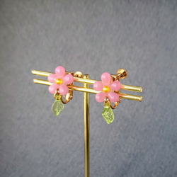 Creema限定 さくらぴんくの春花イヤリング　桜ハンドメイド2024 5枚目の画像