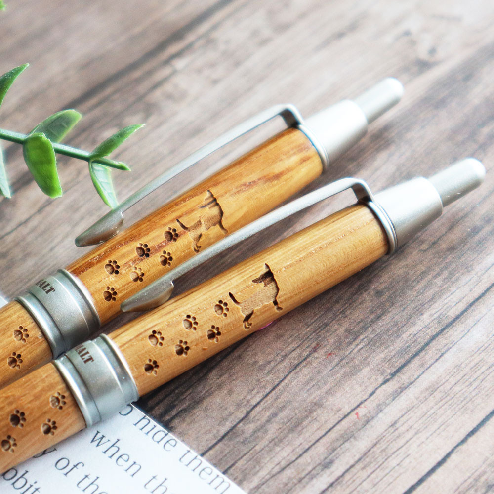 【名入れ可】犬種35種から選べる☆ピュアモルトボールペン ＆ シャープペンシル（ナチュラル） 就職祝い 合格祝い 入学祝