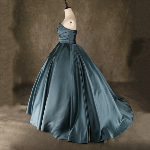 送料無料！ターコイズブルー演奏会ドレス ビスチェドレス トレーン