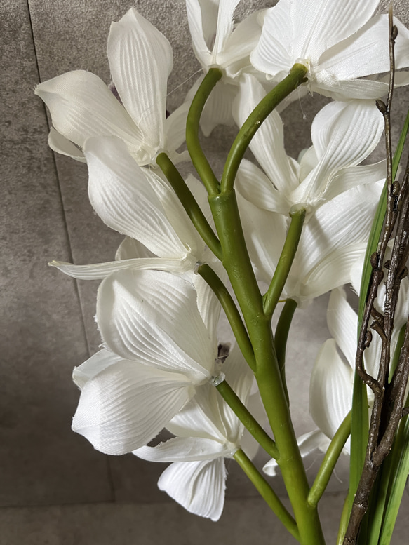 　造花　シンビジウム　ホワイト　アーティフィシャルフラワー 4枚目の画像