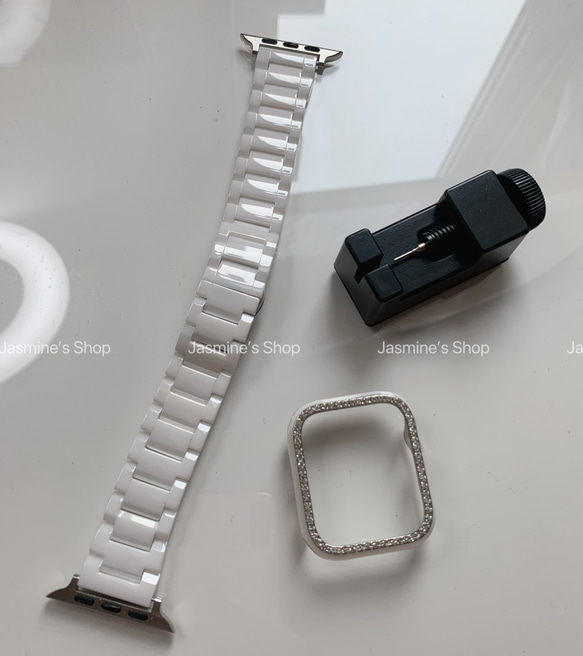 【新入荷】Apple Watch ジルコンニアケース　セラミックベルト　セット ホワイト 7枚目の画像