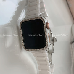 【新入荷】Apple Watch ジルコンニアケース　セラミックベルト　セット ホワイト 2枚目の画像