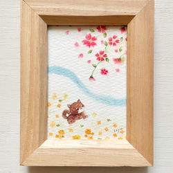 N1168ハッピーバレンタインと春桜　大サイズ　水彩画 N1168ハッピーバレンタインと春桜 大サイズ 水彩画 N1168