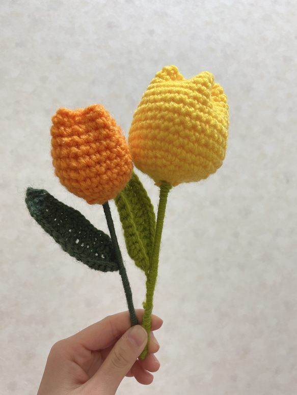 編みぐるみ　チューリップ　（小）　造花 4枚目の画像