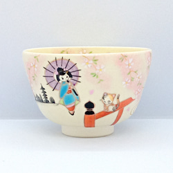 PUKKURI”茶盌「青楓に翡翠」京焼・清水焼 京都 伝統工芸品 京焼