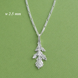 [999 Silver] シュンギク(春菊) リーフペンダント, ネックレス, mini シルバーケアセット付, 一点物 4枚目の画像
