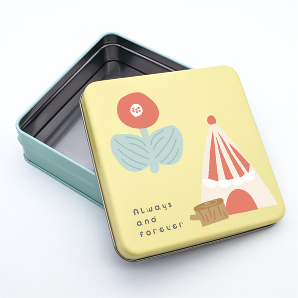 【缶のみ1個】かわいい森の中のクッキー缶/缶/北欧/クッキー缶 1枚目の画像