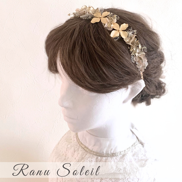 カチューシャ Gold ヘッドドレス  髪飾り 振袖 袴 成人式 卒業式 結婚式 5枚目の画像