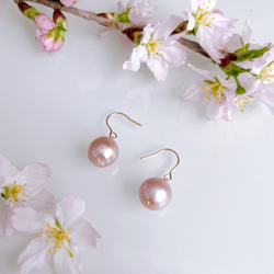 櫻花成人粉紅淡水珍珠單隻耳環正式 14kgf 金屬過敏相容禮物入學典禮 第5張的照片