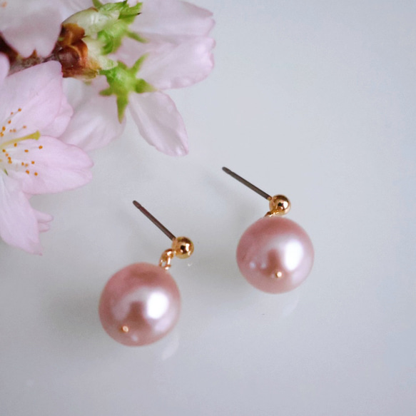 櫻花成人粉紅淡水珍珠單隻耳環正式 14kgf 金屬過敏相容禮物入學典禮 第12張的照片