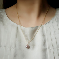 [精選] 六月誕生石，櫻花粉，單顆淡水珍珠項鍊，14kgf，防過敏，禮物 第4張的照片