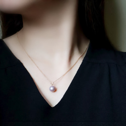 [精選] 六月誕生石，櫻花粉，單顆淡水珍珠項鍊，14kgf，防過敏，禮物 第2張的照片