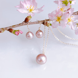 [精選] 六月誕生石，櫻花粉，單顆淡水珍珠項鍊，14kgf，防過敏，禮物 第8張的照片