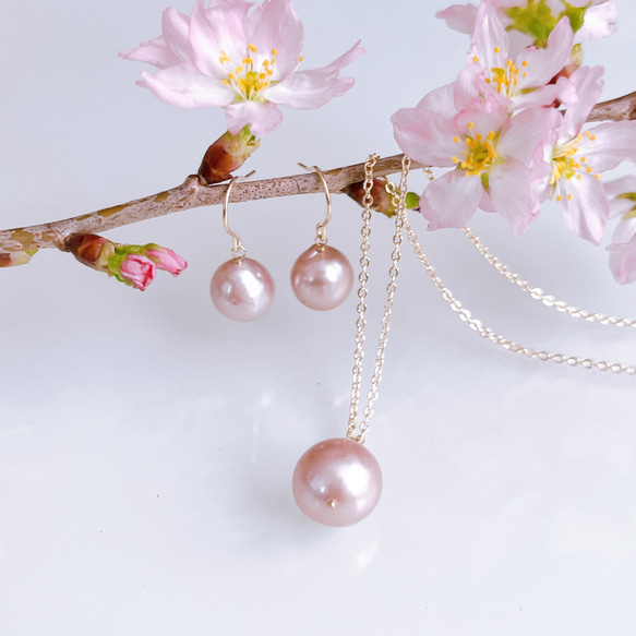 [精選] 六月誕生石，櫻花粉，單顆淡水珍珠項鍊，14kgf，防過敏，禮物 第8張的照片