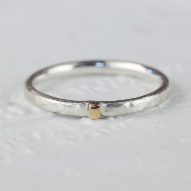 【K18 silver950コンビ】plage バイカラーリング 2ミリ幅 普段使い 重ね付け シンプル プレゼントにも
