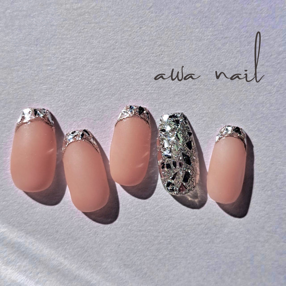 ガラスフレンチネイルチップ～くすみカラー～ ガラスフレンチネイル ベースカラーチョイス ネイルチップ（つけ