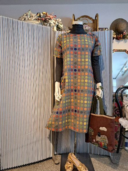 ♥ウール・カラフルドットワンピース（フリーサイズ）オリジナルブランドPRETTY-BA-BA♥