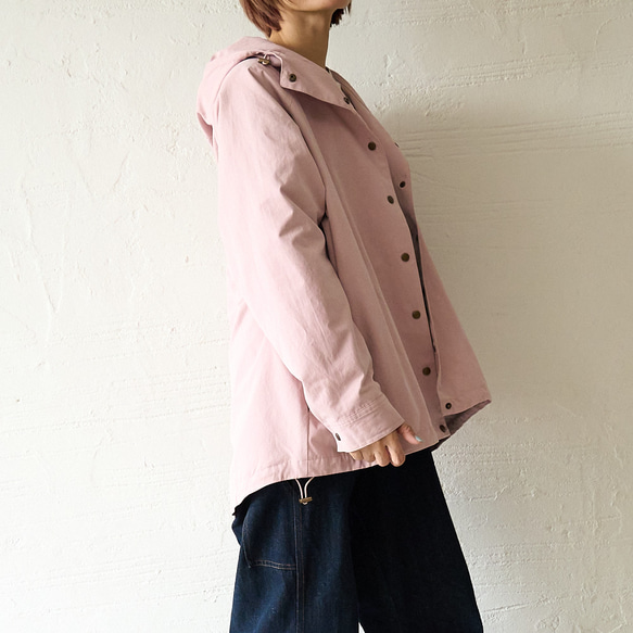 ﾓﾘﾉｶﾞｯｺｳ 撥水加工 マウンテンパーカー (ダスティピンク)  羽織り 軽羽織｜mg-po02-pk 5枚目の画像