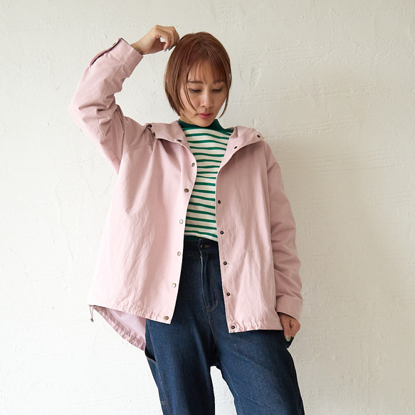 ﾓﾘﾉｶﾞｯｺｳ 撥水加工 マウンテンパーカー (ダスティピンク)  羽織り 軽羽織｜mg-po02-pk 13枚目の画像