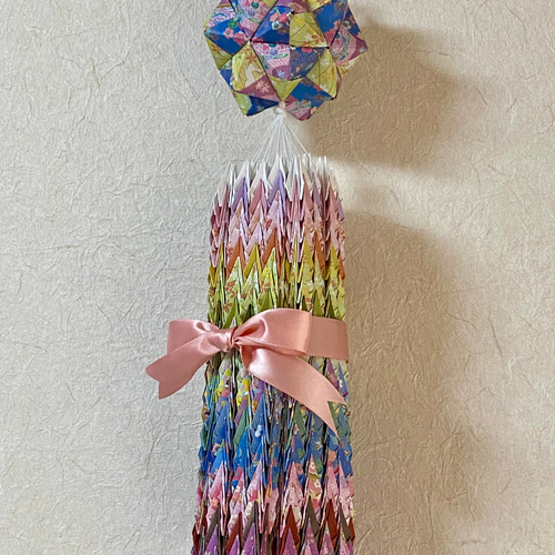 セール】くす玉☆折鶴 折紙/吊るし飾り/お見舞い/プレゼント/送料無料