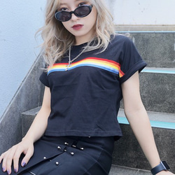 Rainbow Line Black T-Shirts 半袖Ｔシャツ ブラック 黒 ストリート 1枚目の画像