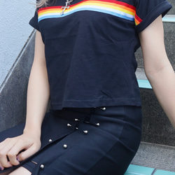 Rainbow Line Black T-Shirts 半袖Ｔシャツ ブラック 黒 ストリート 3枚目の画像