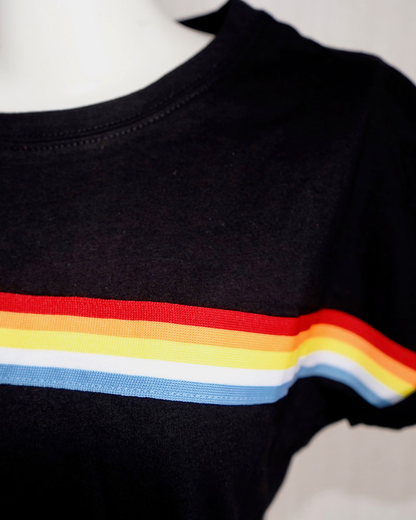 Rainbow Line Black T-Shirts 半袖Ｔシャツ ブラック 黒 ストリート 6枚目の画像