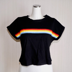 Rainbow Line Black T-Shirts 半袖Ｔシャツ ブラック 黒 ストリート 5枚目の画像