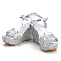 Silver Glitter Wedge Sole Sandals サンダル ホワイト 白 カジュアル 9枚目の画像