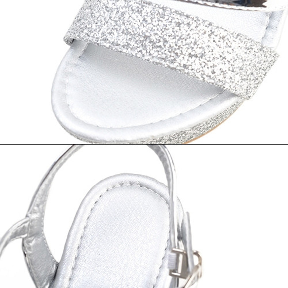 Silver Glitter Wedge Sole Sandals サンダル ホワイト 白 カジュアル 16枚目の画像