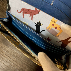 猫の長財布・ブルー 5枚目の画像