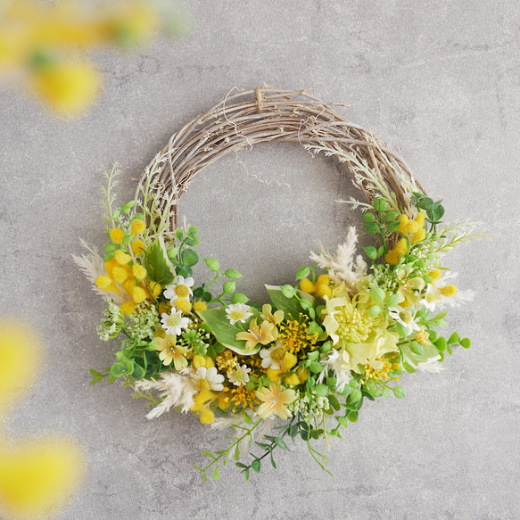 ◇ミモザプルプレア◆花束リース◇ナチュラル ◇ミモザプルプレア◇花束リース◇ナチュラル ◇ミモザプルプレア
