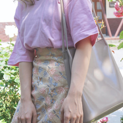 Basic T-shirts&Glitter Flower Mini Skirt 2P SETpink&beige韓国風 5枚目の画像