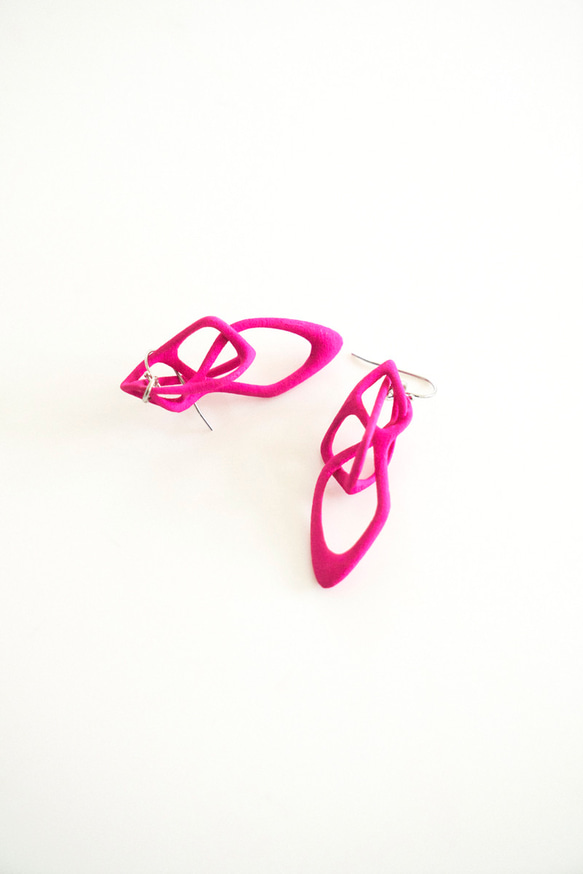 Tane Square Earrings Rosepink タネススクエアピアス　ローズピンク 2枚目の画像