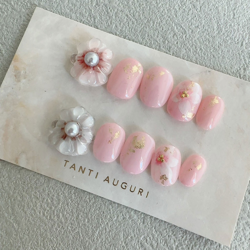 ネイルチップ 現品 オーダー かわいい 春 夏 卒業式 入学式 花