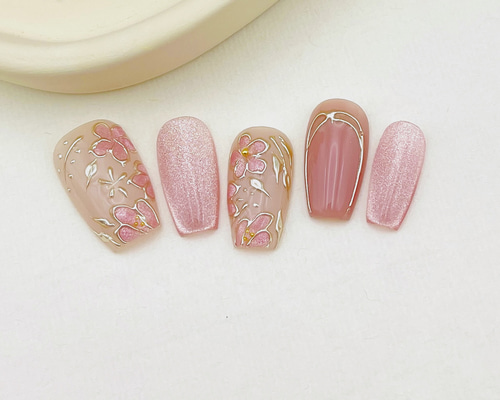 ネイルチップ 現品 オーダー かわいい 春 夏 卒業式 入学式 花 桜 ネイルチップ 現品 オーダー かわいい 春 夏 卒業式 入学式 花 桜