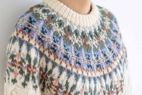 春秋冬 手編みセーター ウール100％ G1612039836(12285円)