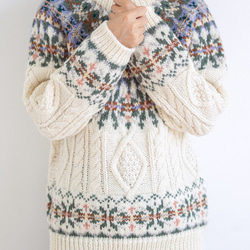 春秋冬 手編みセーター ウール100％ 3枚目の画像