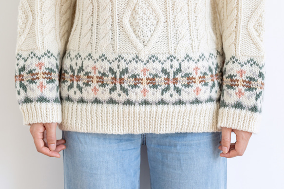 春秋冬 手編みセーター ウール100％ G1612039836(12285円)