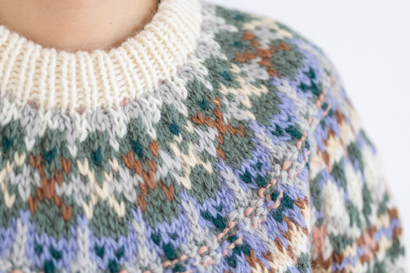 春秋冬 手編みセーター ウール100％ 6枚目の画像