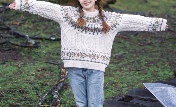 春秋冬 手編みセーター ウール100％ G1612039836(12285円)