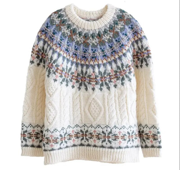 春秋冬 手編みセーター ウール100％ G1612039836(12285円)